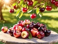 image of a bunch of cherries blackberries and appl