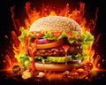 Burning Chili Sauce Based Burger is a burning hot hamburger with chili sauce.