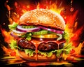 Burning Chili Sauce Based Burger is a burning hot hamburger with chili sauce.