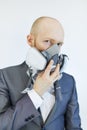 Image of business man wearing protective mask against virus and pollution Royalty Free Stock Photo