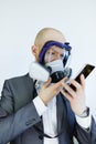 Image of business man wearing protective mask against virus and pollution Royalty Free Stock Photo