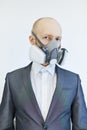 Image of business man wearing protective mask against virus and pollution Royalty Free Stock Photo