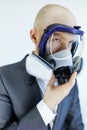 Image of business man wearing protective mask against virus and pollution Royalty Free Stock Photo