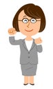 Business woman with glasses smiles _ whole body