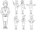 Business woman `s 7 kinds of poses, new employment job hunting