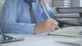 Businessman Image Using Office Landline Phone in Accounting Archive Royalty Free Stock Photo