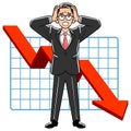 A businessman wearing glasses holding his head in poor performance