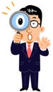 Businessman who is amazed at peering into the magnifying glasses teacher glasses