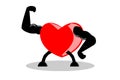 Healthy red heart showing muscles and strength, isolated on white transparent background. Vector illustration, EPS10.
