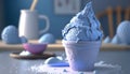 Tasty and creamy blue color ice cream Generative AI