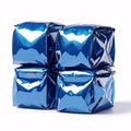 candy wrapped in blue foil on a white background.