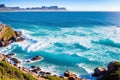 Cape Town, South Africa - wave breaks on the rocky coast in Camps Bay made with Generative AI