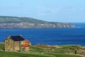 Cleveland Way view of the ruins of the Alum works, in Ravenscar. Royalty Free Stock Photo