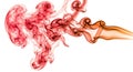Dynamic red and orange smoke swirls on white background Royalty Free Stock Photo