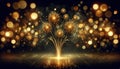 Spectacular Fireworks Display with Golden Sparks and Bokeh Lights, AI Generated Royalty Free Stock Photo