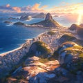 Spectacular Sunrise Over Rio de Janeiro Skyline Royalty Free Stock Photo