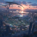 Eco-City Sunset: A Vision of Tomorrow