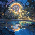 Stained Glass Dome in Luxurious Conservatory Garden Royalty Free Stock Photo