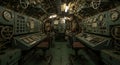 Intense view of a rusting cold war submarine interior Royalty Free Stock Photo