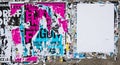 Vibrant pink and blue weathered street poster wall Royalty Free Stock Photo
