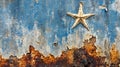 Rustic Blue Metal Star with Weathered Paint and Rust Good Resolution Stock Photo Royalty Free Stock Photo