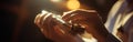 Closeup of Hands Learning to Play Harmonica with Proper Finger Placement, Conveying Eagerness and Determination in a Neu