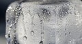A close-up of melting ice with water droplets Royalty Free Stock Photo