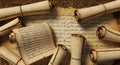 Old Parchment Scrolls and Historic Manuscript Royalty Free Stock Photo