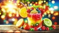 Vibrant Summer Fruit Punch with Fresh Berries and Citrus Slices, AI Generated Royalty Free Stock Photo