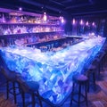 Chic Bar with Glowing Crystal Ice Sculpture Royalty Free Stock Photo