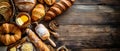 Assorted Baked Goods on Rustic Wooden Table - Cozy Bakery Scene Royalty Free Stock Photo