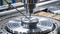 Precision Engineering Marvel: CNC Machining in Action Royalty Free Stock Photo