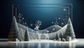 Elegant Glass Deer Sculpture in Winter Landscape, AI Generated