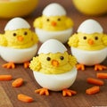 Cute Chick Deviled Eggs with Carrot Beaks Royalty Free Stock Photo
