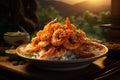 japanese fried prawns with rice