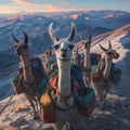 Energetic Llamas Deliver Packages in a Rural Setting