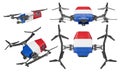 Autonomous Drones Displaying Netherlands Flag Colors in Nocturnal Sky