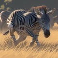 Zebra in Motion on African Plain