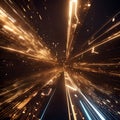 An electric view of a tunnel of abstract lights.
