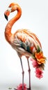 A Dream of Flamingos, A Beautiful Pink Flamingo, Isolated on White Background - Generative AI