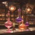 Bottles of Medieval Perfume Collection Royalty Free Stock Photo