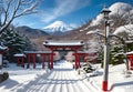 japan shrine gate entrance in winter ai generated