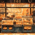 Bakery Delights in Sunlit Shop Window Royalty Free Stock Photo