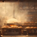 Bread Baking - Freshly Baked Bread in a Traditional Bakery Royalty Free Stock Photo