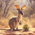 Energetic Kangaroo in Desert, Australia