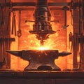 Energized Forge: Mastering the Art of Blacksmithing Royalty Free Stock Photo