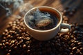 Aromatic Fresh Brewed Coffee in a Blue Mug