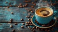 Aromatic Fresh Brewed Coffee in a Blue Mug