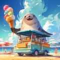 Sea-sational Ice Cream Adventure Royalty Free Stock Photo