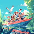 Joyful Family Boat Adventure Royalty Free Stock Photo